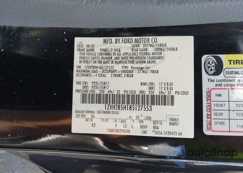 2008 Ford Mustang Gt Deluxe/Gt Premium из США, поврежденный, VIN 1ZVHT85H185127553